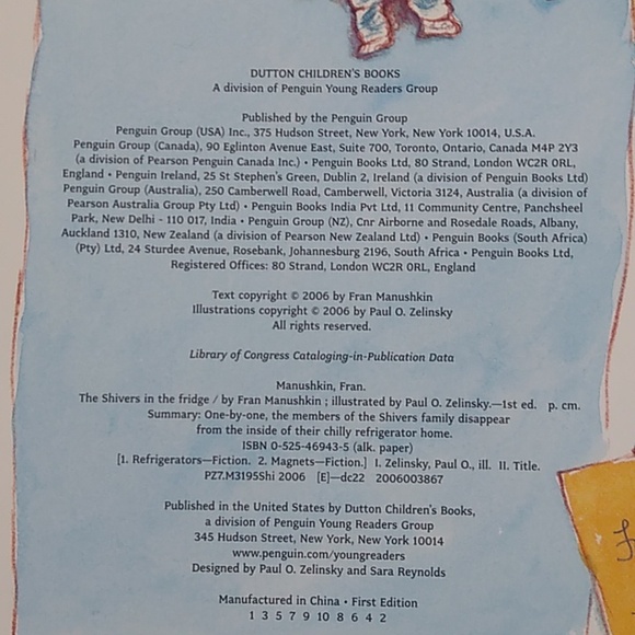 Shivers Fridge Zelinsky Children's Picture Book Daycare Preschool Home Library - Picture 5 of 6